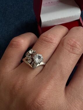 Vintage Sterling Silver CZ Engagement Ring Size 7